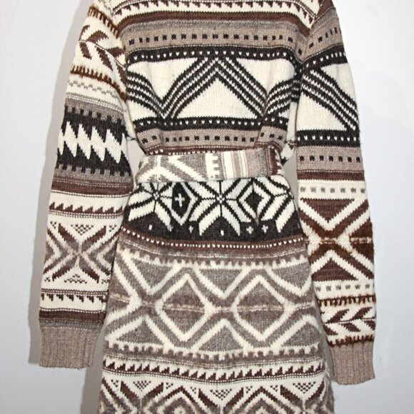 Polo Ralph Lauren Wool-Alpaca-Blend Geo-Motif Shawl Collar Belt Coatigan  M $798 - Picture 12 of 16